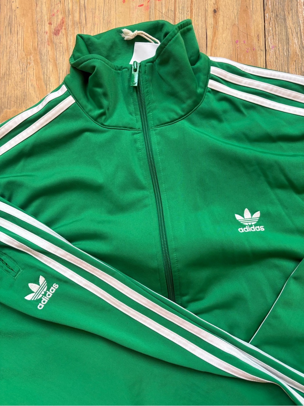 Adidas Women’s Green Three-Stripe Track Jacket & Pants Set - Picture 3 of 10
